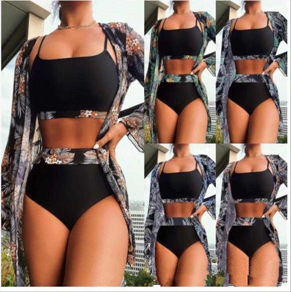 swimsuit womens split three piece suit high waist long sleeves blouse sun protection swimwear, White;black
swimsuit womens split three piece suit high waist long sleeves blouse sun protection swimwear, White;black