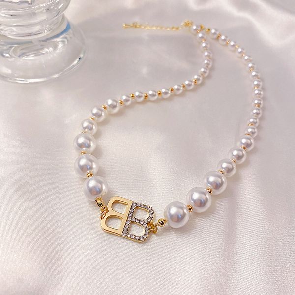 fashion designer double b new fashion white pearl double b choker necklace jewelry for women gift, Silver
fashion designer double b new fashion white pearl double b choker necklace jewelry for women gift, Silver