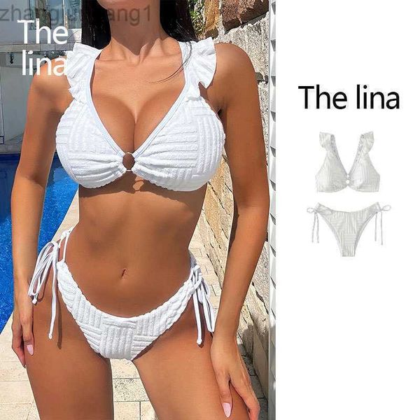 designer bikini 2023 new beach beauty swimwear solid high waist lace strap bikini, White;black
designer bikini 2023 new beach beauty swimwear solid high waist lace strap bikini, White;black