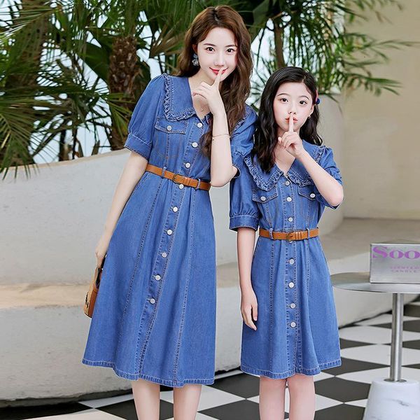 family matching outfits parent-child denim dress mother daughter matching dresses mom baby clothing autumn women denim patchwork dress 23050, Blue
family matching outfits parent-child denim dress mother daughter matching dresses mom baby clothing autumn women denim patchwork dress 23050, Blue