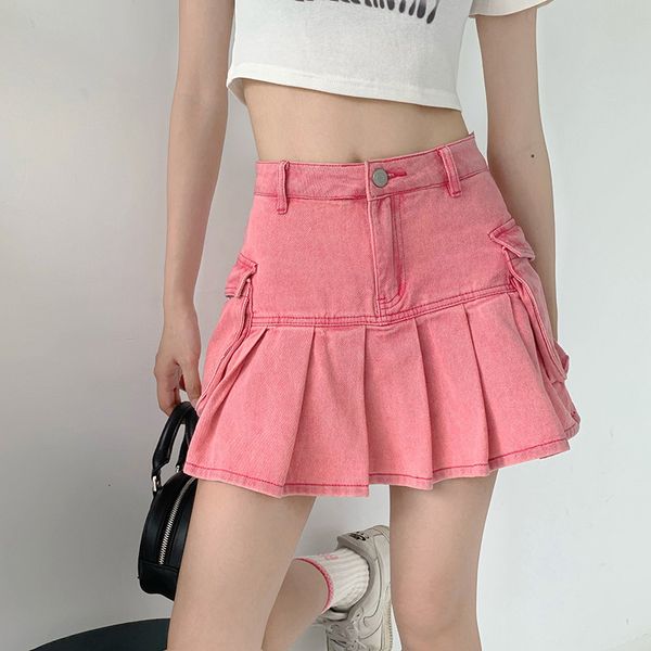 skirts sweet spicy pink denim mini pleated skirt women high waist american design a-line skirt summer fashion casual short skirt 230506, Black
skirts sweet spicy pink denim mini pleated skirt women high waist american design a-line skirt summer fashion casual short skirt 230506, Black