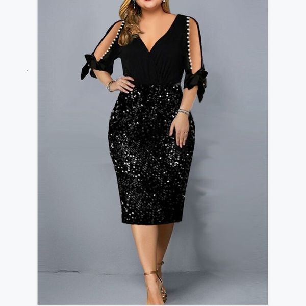plus size dresses big size clothing summer loose woman slim dress v neck personalized sequin design plus size dress party vestidos 230506, Black
plus size dresses big size clothing summer loose woman slim dress v neck personalized sequin design plus size dress party vestidos 230506, Black