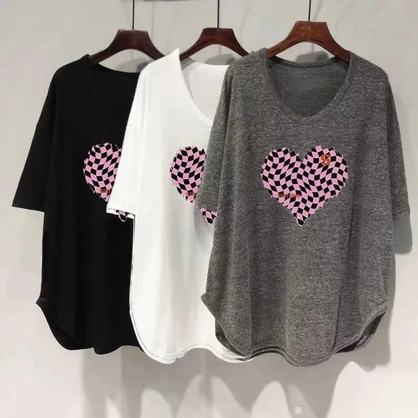 women's plus size tshirt dayifun loose tshirt's uneck love print shortsleeved tees for 2023 summer korean midlength tshirts 23050, Black
women's plus size tshirt dayifun loose tshirt's uneck love print shortsleeved tees for 2023 summer korean midlength tshirts 23050, Black