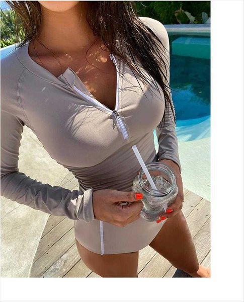 korean style long sleeve swimsuits wetsuit split turtleneck zipper sun protection conservative slimming high waist bikini, White;black
korean style long sleeve swimsuits wetsuit split turtleneck zipper sun protection conservative slimming high waist bikini, White;black