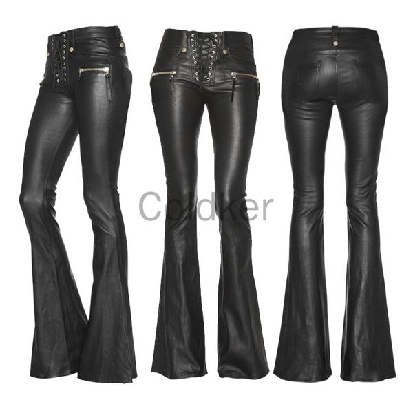 women's pants s casual streetwear women punk gothic black pu leather high waist bandage skinny slim flared trouser clothing s5xl 230506, Black;white
women's pants s casual streetwear women punk gothic black pu leather high waist bandage skinny slim flared trouser clothing s5xl 230506, Black;white