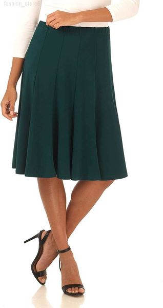 rekucci women's ease into comfort flared knee length knit skirt, Black