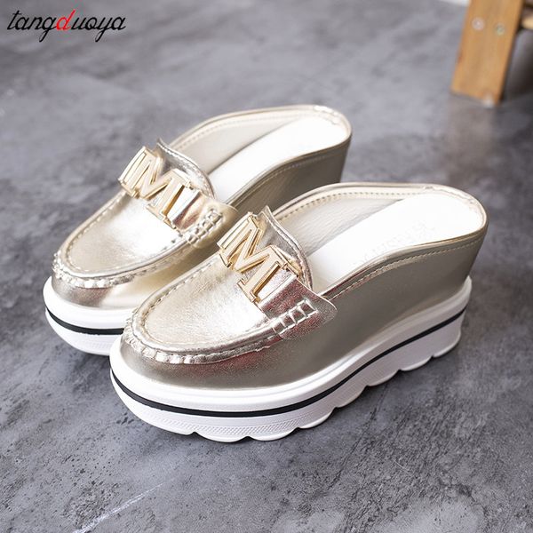 white gold silver slippers platform wedge slippers loafers height increasing shoes women moccasin mules wedges sandals for women, Black
white gold silver slippers platform wedge slippers loafers height increasing shoes women moccasin mules wedges sandals for women, Black