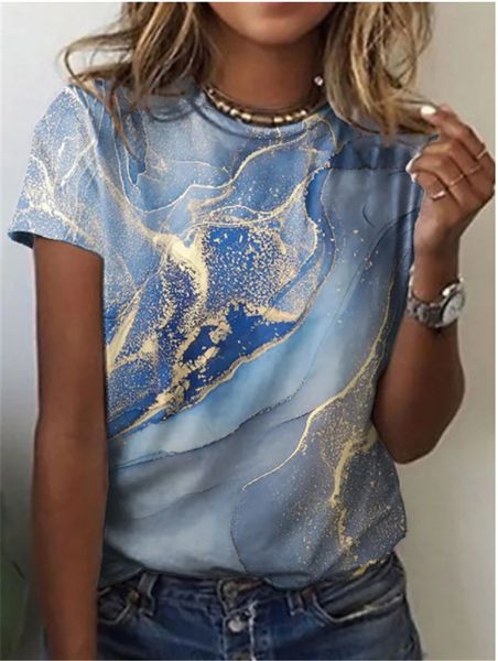 2023 european and american spring/summer new oil painting style 3d pattern round neck short sleeve loose t-shirt, White
2023 european and american spring/summer new oil painting style 3d pattern round neck short sleeve loose t-shirt, White
