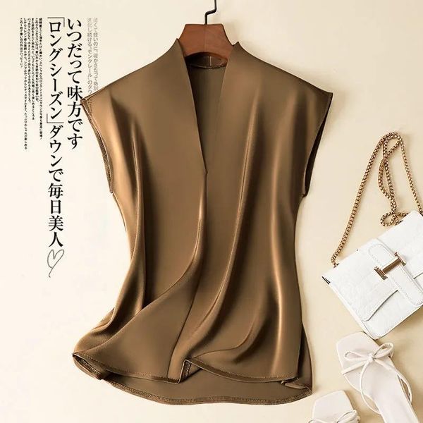 t-shirt silky acetate vneck loose solid casual korean fashion women's blouse shirt sleeveless pullover blouses summer spring 2023, White
t-shirt silky acetate vneck loose solid casual korean fashion women's blouse shirt sleeveless pullover blouses summer spring 2023, White
