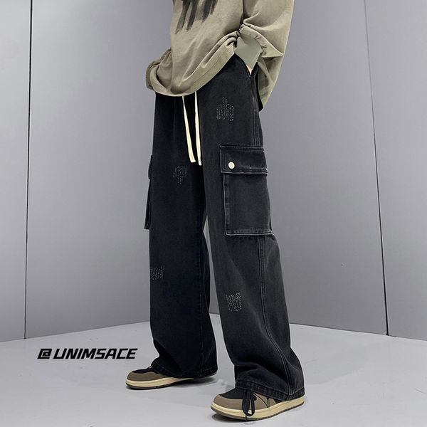 men's jeans 3 colors baggy jeans men fashion casual pocket cargo jeans men streetwear loose hip-hop straight denim pants mens trousers, Blue
men's jeans 3 colors baggy jeans men fashion casual pocket cargo jeans men streetwear loose hip-hop straight denim pants mens trousers, Blue