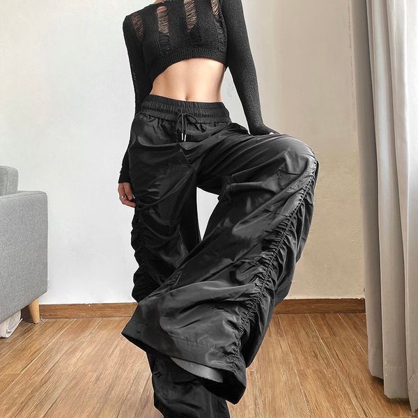 women's pants s american shirring design high waist woven pant loose casual pants super long y2k trend fashion streetwear 230506, Black;white
women's pants s american shirring design high waist woven pant loose casual pants super long y2k trend fashion streetwear 230506, Black;white