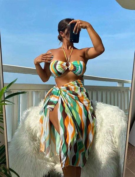 halter lace ring mesh long dress bikini three piece swimsuit, White;black 
halter lace ring mesh long dress bikini three piece swimsuit, White;black