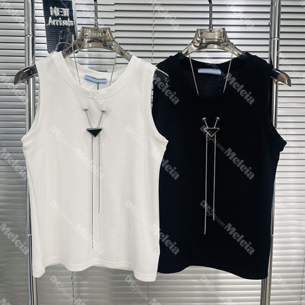 women tank r tees with triangle badge pendant chain womens cotton vest summer lady female casual tanks, White
women tank r tees with triangle badge pendant chain womens cotton vest summer lady female casual tanks, White