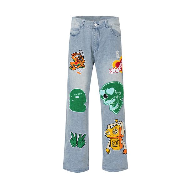 letter embroidery graffiti baggy men's jeans straight casual denim trousers cargo pants, Black;brown
letter embroidery graffiti baggy men's jeans straight casual denim trousers cargo pants, Black;brown