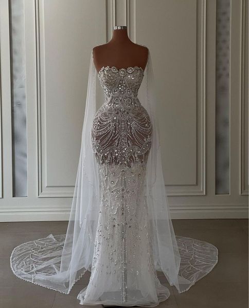 exquisite mermaid wedding dresses sleeveless bateau appliques sequins 3d lace diamonds hollow beaded shiny floor length bridal gowns custom, White
exquisite mermaid wedding dresses sleeveless bateau appliques sequins 3d lace diamonds hollow beaded shiny floor length bridal gowns custom, White