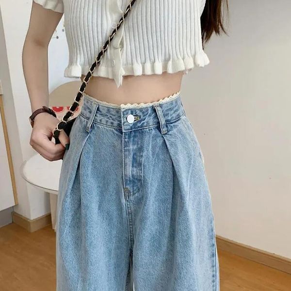 jeans women jeans vintage female wide leg trousers lace pleated womens clothes casual jeans loose bf high waist fashion korean style, Blue
jeans women jeans vintage female wide leg trousers lace pleated womens clothes casual jeans loose bf high waist fashion korean style, Blue