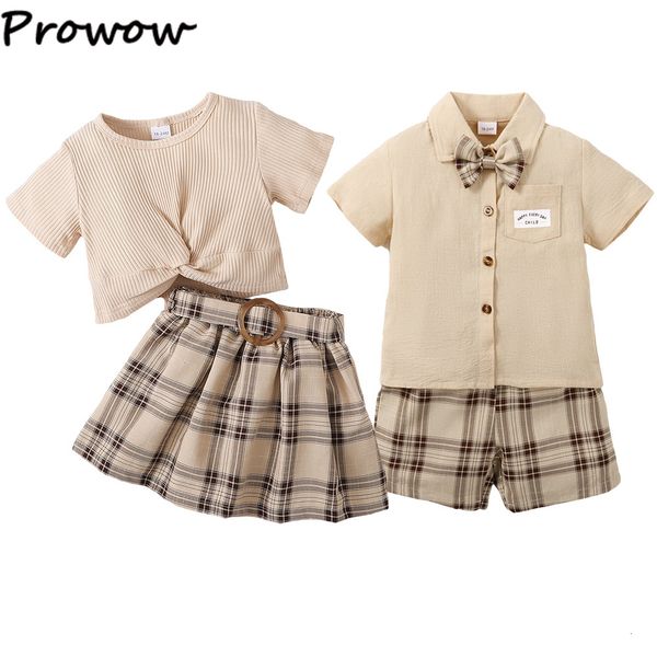 clothing sets prowow 2-6y sister brother matching clothes outfit solid t-shirtbelted plaid skirts set summer kids clothes for boy girls 2305, White
clothing sets prowow 2-6y sister brother matching clothes outfit solid t-shirtbelted plaid skirts set summer kids clothes for boy girls 2305, White