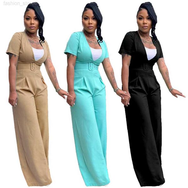 2023 designer summer jumpsuits women short sleeve solid rompers wiht belt deep v straight pants casual one piece overalls bulk wholesale clo, Black;white
2023 designer summer jumpsuits women short sleeve solid rompers wiht belt deep v straight pants casual one piece overalls bulk wholesale clo, Black;white