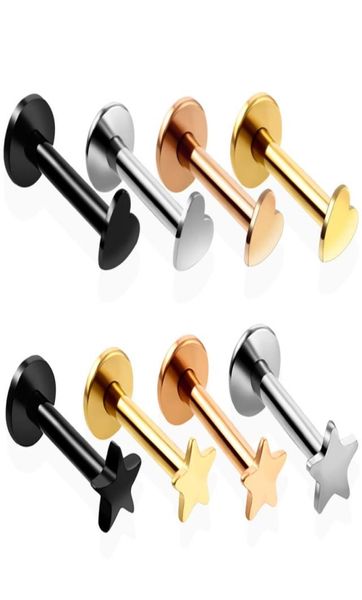 4pcs steel heart star labret lip stud rings assorted colors 16g ear cartilage tragus helix barbell earrings fashion jewelry8858428, Slivery;golden
4pcs steel heart star labret lip stud rings assorted colors 16g ear cartilage tragus helix barbell earrings fashion jewelry8858428, Slivery;golden