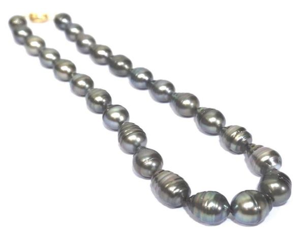 enormous natural peacock black tahitian south sea 1113mm pearls 18quot necklace1797528, Silver