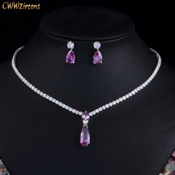 pendant necklaces cwwzircons red purple cubic zirconia water drop fashion women engagement party jewelry set for wedding bridesmaid gift t52, Silver
pendant necklaces cwwzircons red purple cubic zirconia water drop fashion women engagement party jewelry set for wedding bridesmaid gift t52, Silver