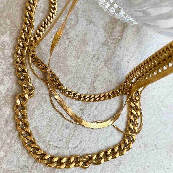 18k gold plated stainless steel thick cuban chain miami double layer snake chain choker necklace, Silver
18k gold plated stainless steel thick cuban chain miami double layer snake chain choker necklace, Silver