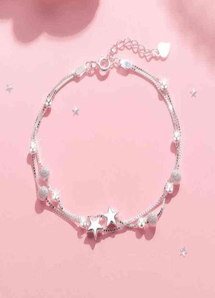 925 sterling silver stars round beads charm braceletbangle for women elegant box chain jewelry pulseras sl0284362929, Black
925 sterling silver stars round beads charm braceletbangle for women elegant box chain jewelry pulseras sl0284362929, Black