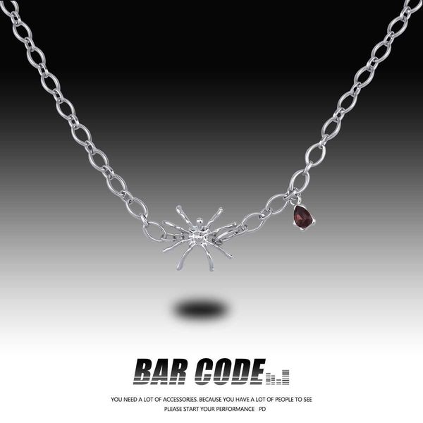 barcode american street ruby spider necklace female ins hip hop fashion personalized design blood drop pendant male, Silver
barcode american street ruby spider necklace female ins hip hop fashion personalized design blood drop pendant male, Silver