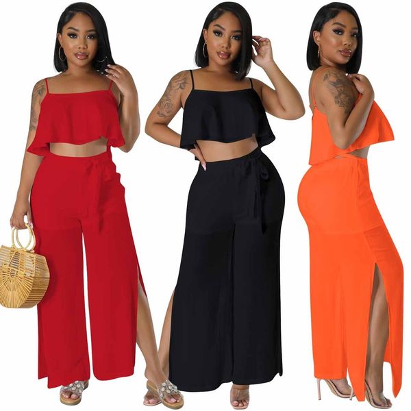 women's two piece pants streetwear chiffon 2 set outfit crop sleeveless suspenders t shirt suit summer casual chic split pant sets 2305, White
women's two piece pants streetwear chiffon 2 set outfit crop sleeveless suspenders t shirt suit summer casual chic split pant sets 2305, White
