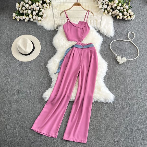 women's two piece pants summer women 2 pieces set spaghetti strap crop tank straight solid pantsuit female fashion elegant trousers su, White
women's two piece pants summer women 2 pieces set spaghetti strap crop tank straight solid pantsuit female fashion elegant trousers su, White