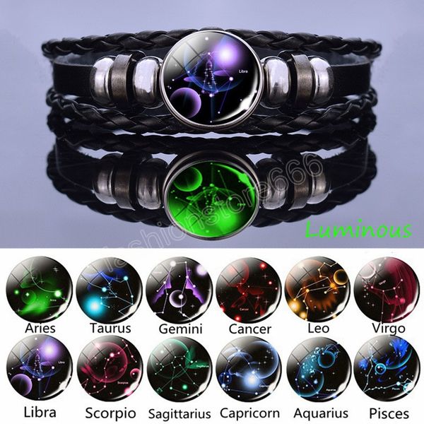 12 zodiac constellation luminous leather bracelet for women men multilayer punk hip-hop charm bracelet bangle jewelry gifts, Golden;silver
12 zodiac constellation luminous leather bracelet for women men multilayer punk hip-hop charm bracelet bangle jewelry gifts, Golden;silver