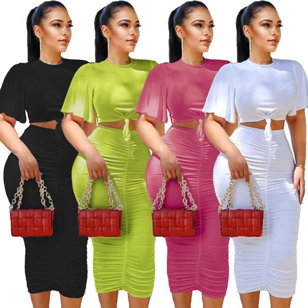 two piece dress echoine solid short sleeve crop and hight waist pleated fold skirt two piece set skinny bodycon matching set street clothing, White
two piece dress echoine solid short sleeve crop and hight waist pleated fold skirt two piece set skinny bodycon matching set street clothing, White