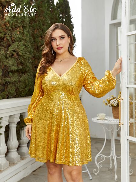 plus size dresses add elegant size gold vneck long sleeve 2023 spring aline bright sequined women clothing party vestidos 230506, Black
plus size dresses add elegant size gold vneck long sleeve 2023 spring aline bright sequined women clothing party vestidos 230506, Black