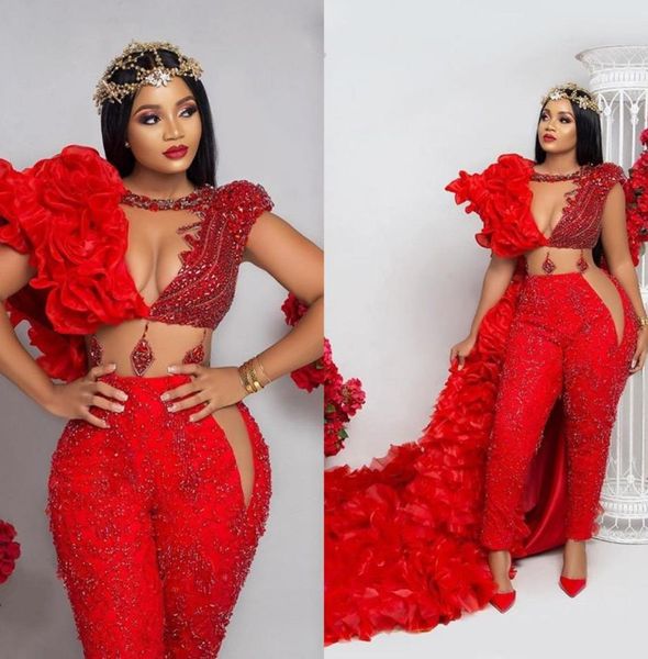 2021 aso ebi jumpsuit with wrap red prom dresses crystals pant suit ruffle party second reception gowns plus size evening dress1476668, Black
2021 aso ebi jumpsuit with wrap red prom dresses crystals pant suit ruffle party second reception gowns plus size evening dress1476668, Black