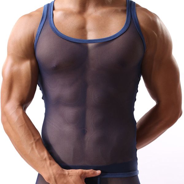 men' tank men with transparent mesh fabric see though sleeveless breathable tightfitting vest 230506, White;black
men' tank men with transparent mesh fabric see though sleeveless breathable tightfitting vest 230506, White;black