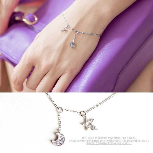 charm bracelets 925 sterling silver charms bracelets for women crystal zircon bracelet valentine's day present fashion moon star bracel, Golden;silver
charm bracelets 925 sterling silver charms bracelets for women crystal zircon bracelet valentine's day present fashion moon star bracel, Golden;silver