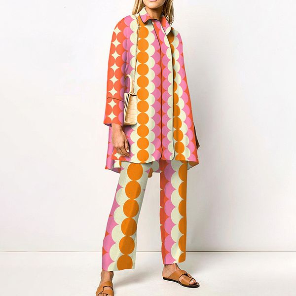 women's two piece pants autumn winter geometric print twopiece set fashion lapel long sleeve shirt straight suit elegant sets 230506, White
women's two piece pants autumn winter geometric print twopiece set fashion lapel long sleeve shirt straight suit elegant sets 230506, White