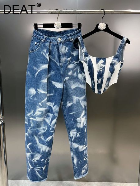 women's two piece pants deat contrast color patchwork striped elastic straples high waist loose distressed print jeans 2023 summer 11xx, White
women's two piece pants deat contrast color patchwork striped elastic straples high waist loose distressed print jeans 2023 summer 11xx, White