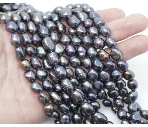 whole lot bulk 10 strands natural black baroque pearl loose bead t2005076084403, White