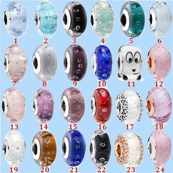 925 silver beads charms fit pandora charm white blue bubble series colored glass, Black
925 silver beads charms fit pandora charm white blue bubble series colored glass, Black