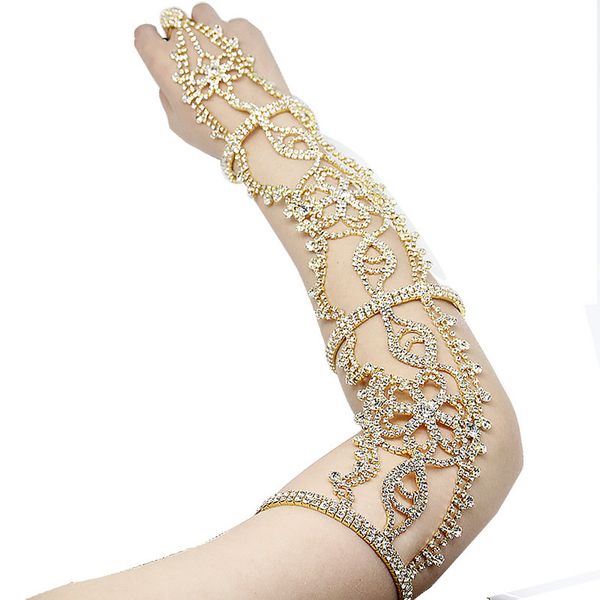 tennis long backhand chain ring one piece bracelet crystal exaggerated rhinestone bridal bracelet, Golden;silver
tennis long backhand chain ring one piece bracelet crystal exaggerated rhinestone bridal bracelet, Golden;silver