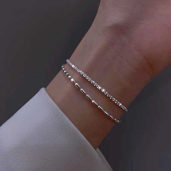 charm bracelets new fashion 925 sterling silver double layer bracelet beads exquisite simple women bracelet fine jewelry accessories aa23050, Golden;silver
charm bracelets new fashion 925 sterling silver double layer bracelet beads exquisite simple women bracelet fine jewelry accessories aa23050, Golden;silver