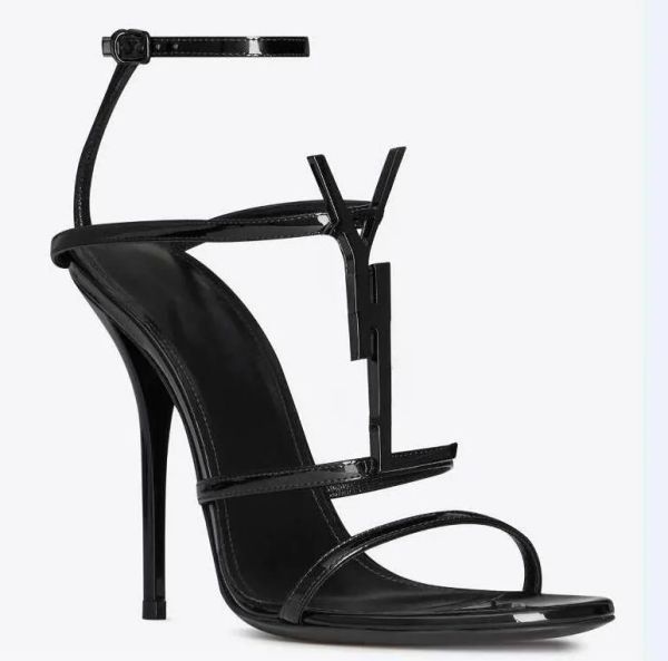 women luxurys designers sandals heels shoes open toe genuine patent leather alphabet shoe yslity dress shoes, Black
women luxurys designers sandals heels shoes open toe genuine patent leather alphabet shoe yslity dress shoes, Black