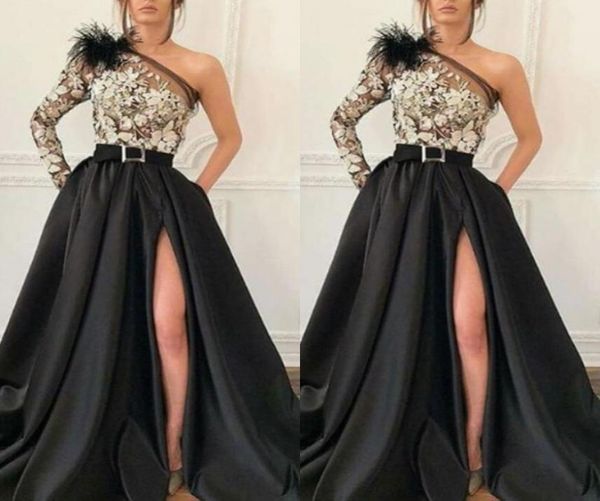 modern one shoulder black satin a line evening gown long sleeve appliques front split long prom dresses for special occasion wear2031681, Black;red
modern one shoulder black satin a line evening gown long sleeve appliques front split long prom dresses for special occasion wear2031681, Black;red