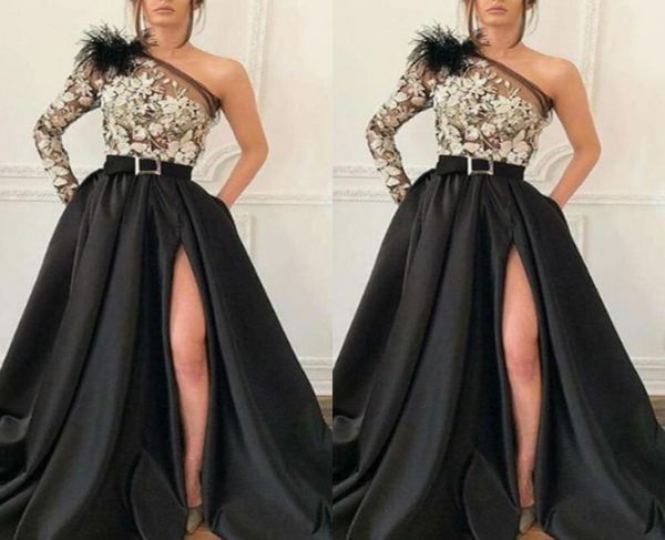 modern one shoulder black satin a line evening gown long sleeve appliques front split long prom dresses for special occasion wear2924901, Black;red
modern one shoulder black satin a line evening gown long sleeve appliques front split long prom dresses for special occasion wear2924901, Black;red