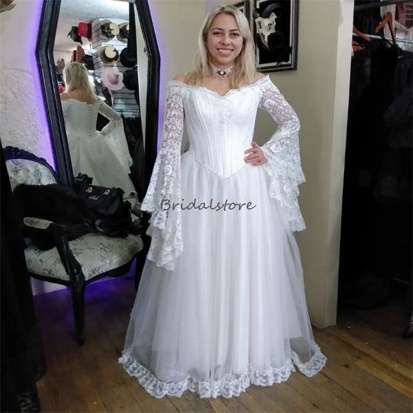 stunning white gothic wedding dress corset lace up boho civil greek bridal dresses queen flare sleeves korean classic bride outdoor vestidos
stunning white gothic wedding dress corset lace up boho civil greek bridal dresses queen flare sleeves korean classic bride outdoor vestidos