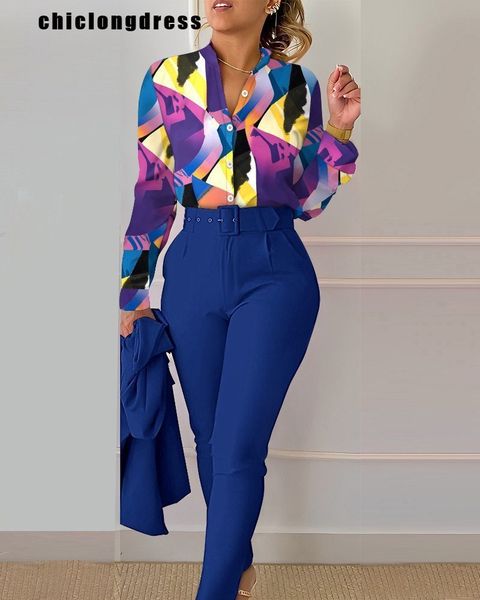 women's two piece pants spring autumn fashion office ladies set womens casual printing button shirt belt women 230506, White
women's two piece pants spring autumn fashion office ladies set womens casual printing button shirt belt women 230506, White