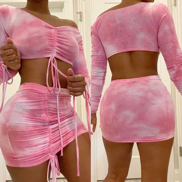 two piece dress bkld drstring ruched bodycon tie dye printed two piece sets women long sleeve crop and mini skirt summer club outfits j23050, White
two piece dress bkld drstring ruched bodycon tie dye printed two piece sets women long sleeve crop and mini skirt summer club outfits j23050, White
