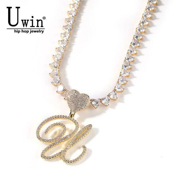 pendant necklaces uwin cursive letters with heart tennis chain iced out brush intial name necklace jewelry charm hip hop drop 230506, Silver
pendant necklaces uwin cursive letters with heart tennis chain iced out brush intial name necklace jewelry charm hip hop drop 230506, Silver