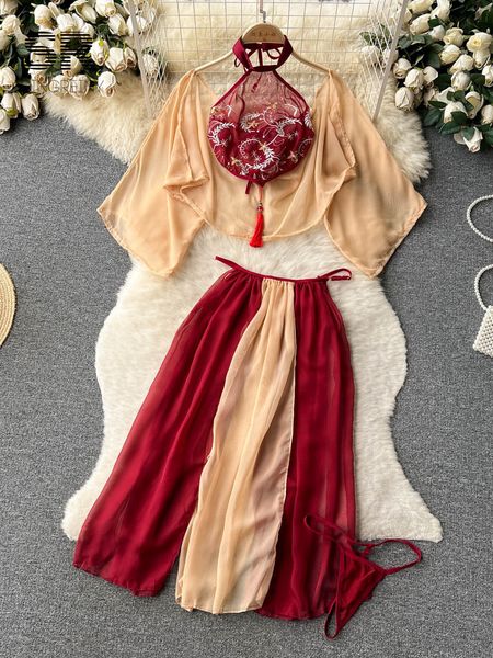 two piece dress singreiny vacation four set women embroidery camisole loose cardigan a line skirt t shaped pants casual y2k suit 230506, White
two piece dress singreiny vacation four set women embroidery camisole loose cardigan a line skirt t shaped pants casual y2k suit 230506, White